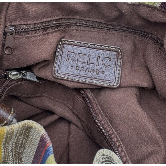 Relic Striped Canvas Purse / Bag Handbag Snap & Cinch Jewel Tone Multicolor - Picture 14 of 15